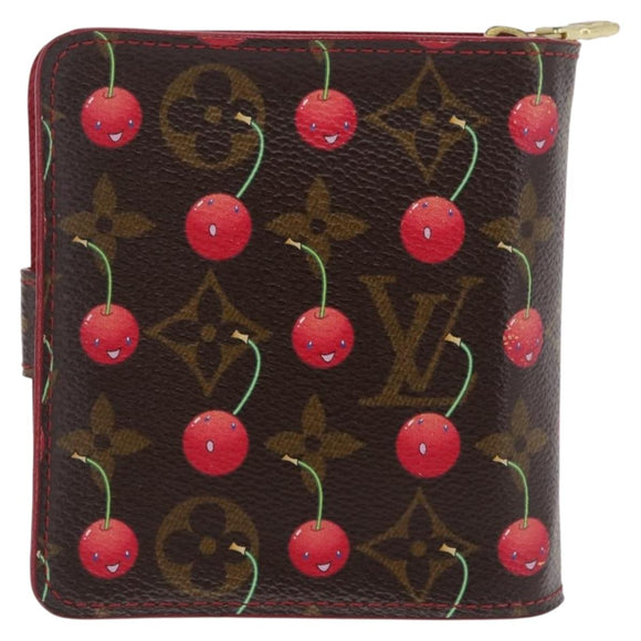 LOUIS VUITTON Monogram Cherry Compact Zip Bifold Wallet M95005 LV Auth 206975M