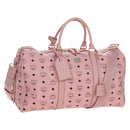 MCM Vicetos Boston Bag PVC Leather 2way Pink Gold Auth 206976M-1