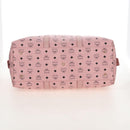 MCM Vicetos Boston Bag PVC Leather 2way Pink Gold Auth 206976M-14