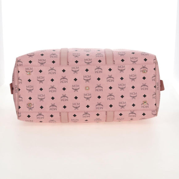 MCM Vicetos Boston Bag PVC Leather 2way Pink Gold Auth 206976M