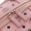 MCM Vicetos Boston Bag PVC Leather 2way Pink Gold Auth 206976M-22