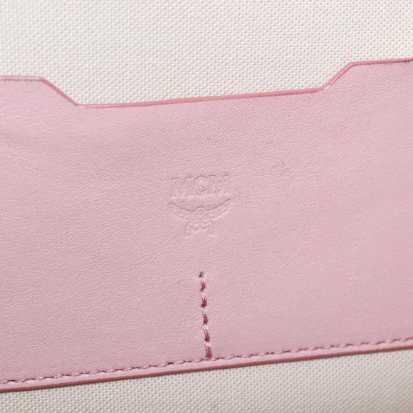 MCM Vicetos Boston Bag PVC Leather 2way Pink Gold Auth 206976M