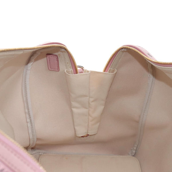 MCM Vicetos Boston Bag PVC Leather 2way Pink Gold Auth 206976M