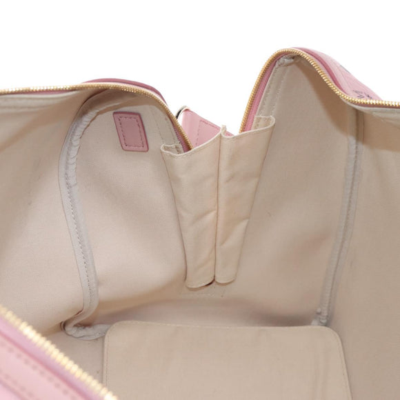 MCM Vicetos Boston Bag PVC Leather 2way Pink Gold Auth 206976M
