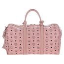 MCM Vicetos Boston Bag PVC Leather 2way Pink Gold Auth 206976M-3
