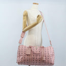 MCM Vicetos Boston Bag PVC Leather 2way Pink Gold Auth 206976M-33