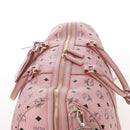 MCM Vicetos Boston Bag PVC Leather 2way Pink Gold Auth 206976M-6