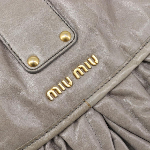 Miu Miu Matelasse Shoulder Bag Vitellolux 2way Gray Gold Auth 206977A