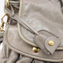 Miu Miu Matelasse Shoulder Bag Vitellolux 2way Gray Gold Auth 206977A-21