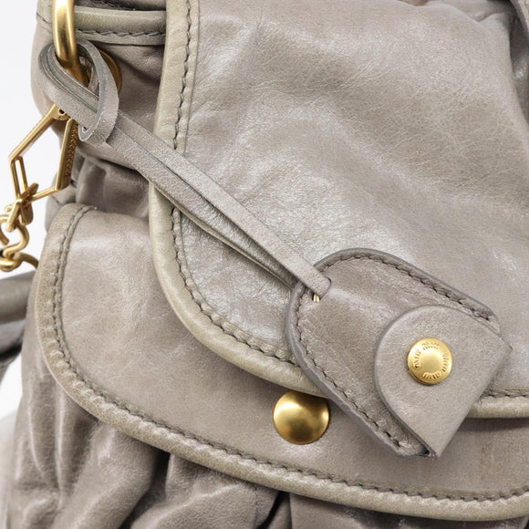 Miu Miu Matelasse Shoulder Bag Vitellolux 2way Gray Gold Auth 206977A