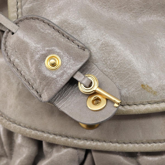 Miu Miu Matelasse Shoulder Bag Vitellolux 2way Gray Gold Auth 206977A