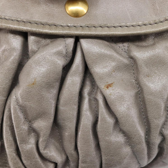 Miu Miu Matelasse Shoulder Bag Vitellolux 2way Gray Gold Auth 206977A