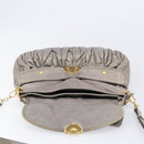 Miu Miu Matelasse Shoulder Bag Vitellolux 2way Gray Gold Auth 206977A-24