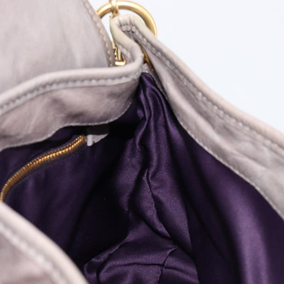 Miu Miu Matelasse Shoulder Bag Vitellolux 2way Gray Gold Auth 206977A