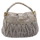 Miu Miu Matelasse Shoulder Bag Vitellolux 2way Gray Gold Auth 206977A-3