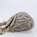 Miu Miu Matelasse Shoulder Bag Vitellolux 2way Gray Gold Auth 206977A-5