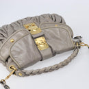 Miu Miu Matelasse Shoulder Bag Vitellolux 2way Gray Gold Auth 206977A-6