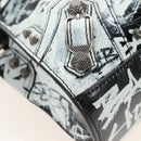 Balenciaga Neo Kago City XS Graffiti Bag Leather White 700940 Auth 206979SAM-14