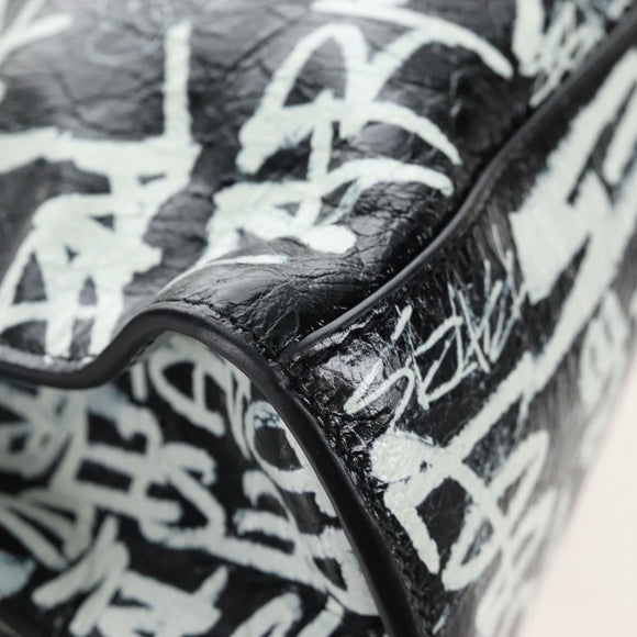 Balenciaga Neo Kago City XS Graffiti Bag Leather White 700940 Auth 206979SAM
