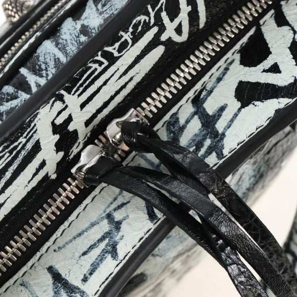 Balenciaga Neo Kago City XS Graffiti Bag Leather White 700940 Auth 206979SAM