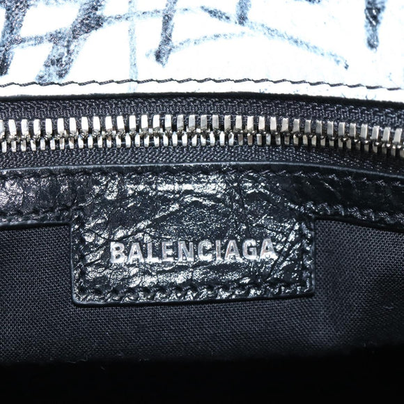Balenciaga Neo Kago City XS Graffiti Bag Leather White 700940 Auth 206979SAM