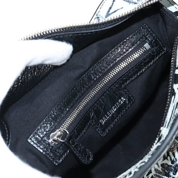 Balenciaga Neo Kago City XS Graffiti Bag Leather White 700940 Auth 206979SAM