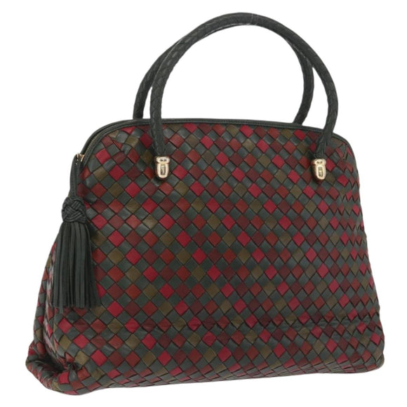Bottega Veneta INTRECCIATO Hand Bag Leather Red Gold 113087 Auth 207000