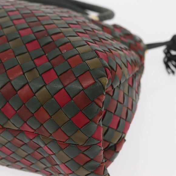 Bottega Veneta INTRECCIATO Hand Bag Leather Red Gold 113087 Auth 207000