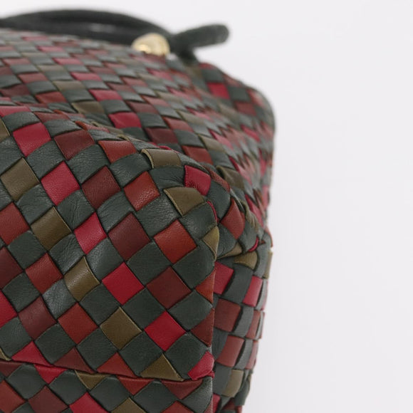 Bottega Veneta INTRECCIATO Hand Bag Leather Red Gold 113087 Auth 207000
