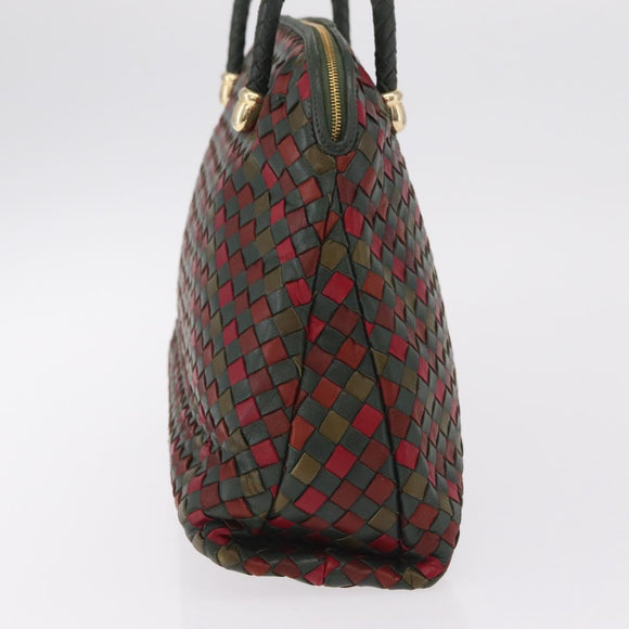 Bottega Veneta INTRECCIATO Hand Bag Leather Red Gold 113087 Auth 207000