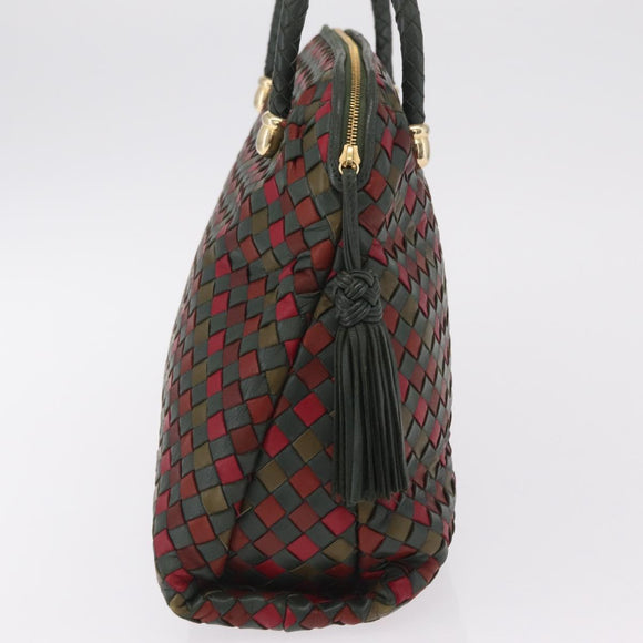 Bottega Veneta INTRECCIATO Hand Bag Leather Red Gold 113087 Auth 207000