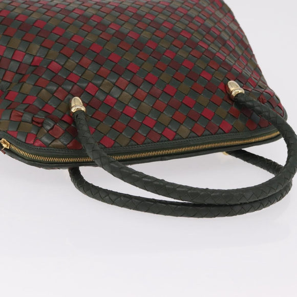 Bottega Veneta INTRECCIATO Hand Bag Leather Red Gold 113087 Auth 207000