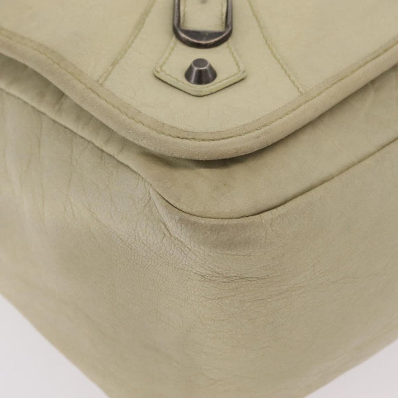 Balenciaga The Men's Bassas Shoulder Bag Leather Ivory Auth 207002
