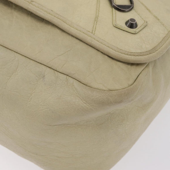 Balenciaga The Men's Bassas Shoulder Bag Leather Ivory Auth 207002