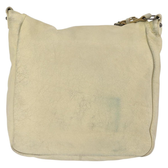 Balenciaga The Men's Bassas Shoulder Bag Leather Ivory Auth 207002
