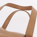 CHANEL COCO Mark Boston Bag Leather Beige Silver CC Auth 207005-10