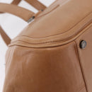 CHANEL COCO Mark Boston Bag Leather Beige Silver CC Auth 207005-12