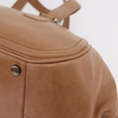 CHANEL COCO Mark Boston Bag Leather Beige Silver CC Auth 207005-13