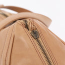 CHANEL COCO Mark Boston Bag Leather Beige Silver CC Auth 207005-20
