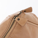 CHANEL COCO Mark Boston Bag Leather Beige Silver CC Auth 207005-18