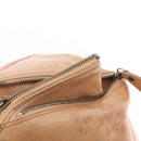 CHANEL COCO Mark Boston Bag Leather Beige Silver CC Auth 207005-20