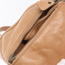 CHANEL COCO Mark Boston Bag Leather Beige Silver CC Auth 207005-21