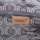CHANEL COCO Mark Boston Bag Leather Beige Silver CC Auth 207005-22
