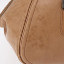 CHANEL COCO Mark Boston Bag Leather Beige Silver CC Auth 207005-2