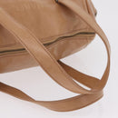 CHANEL COCO Mark Boston Bag Leather Beige Silver CC Auth 207005-9
