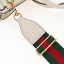 GUCCI Ophdia GG Sherry Line Hand Bag Leather 2way White Gold 715666 Auth 207006V-10
