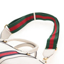 GUCCI Ophdia GG Sherry Line Hand Bag Leather 2way White Gold 715666 Auth 207006V-11