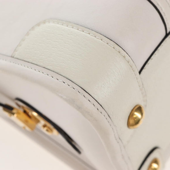 GUCCI Ophdia GG Sherry Line Hand Bag Leather 2way White Gold 715666 Auth 207006V
