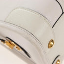 GUCCI Ophdia GG Sherry Line Hand Bag Leather 2way White Gold 715666 Auth 207006V-18