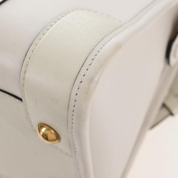 GUCCI Ophdia GG Sherry Line Hand Bag Leather 2way White Gold 715666 Auth 207006V